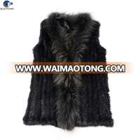 Fashion gilet knitted rabbit fur winter fur vest women without tassels