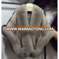 YR232 Genuine Mink Fur Shawl with Fox Trimming/Hot Sale 2016